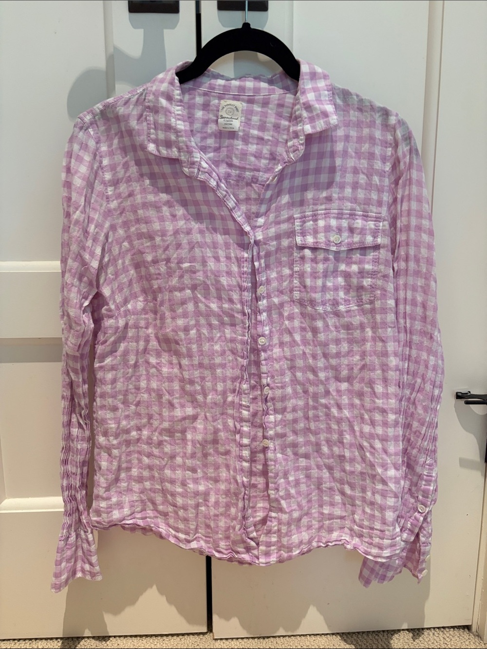J. Crew Lavender Gingham Button-Down Shirt
